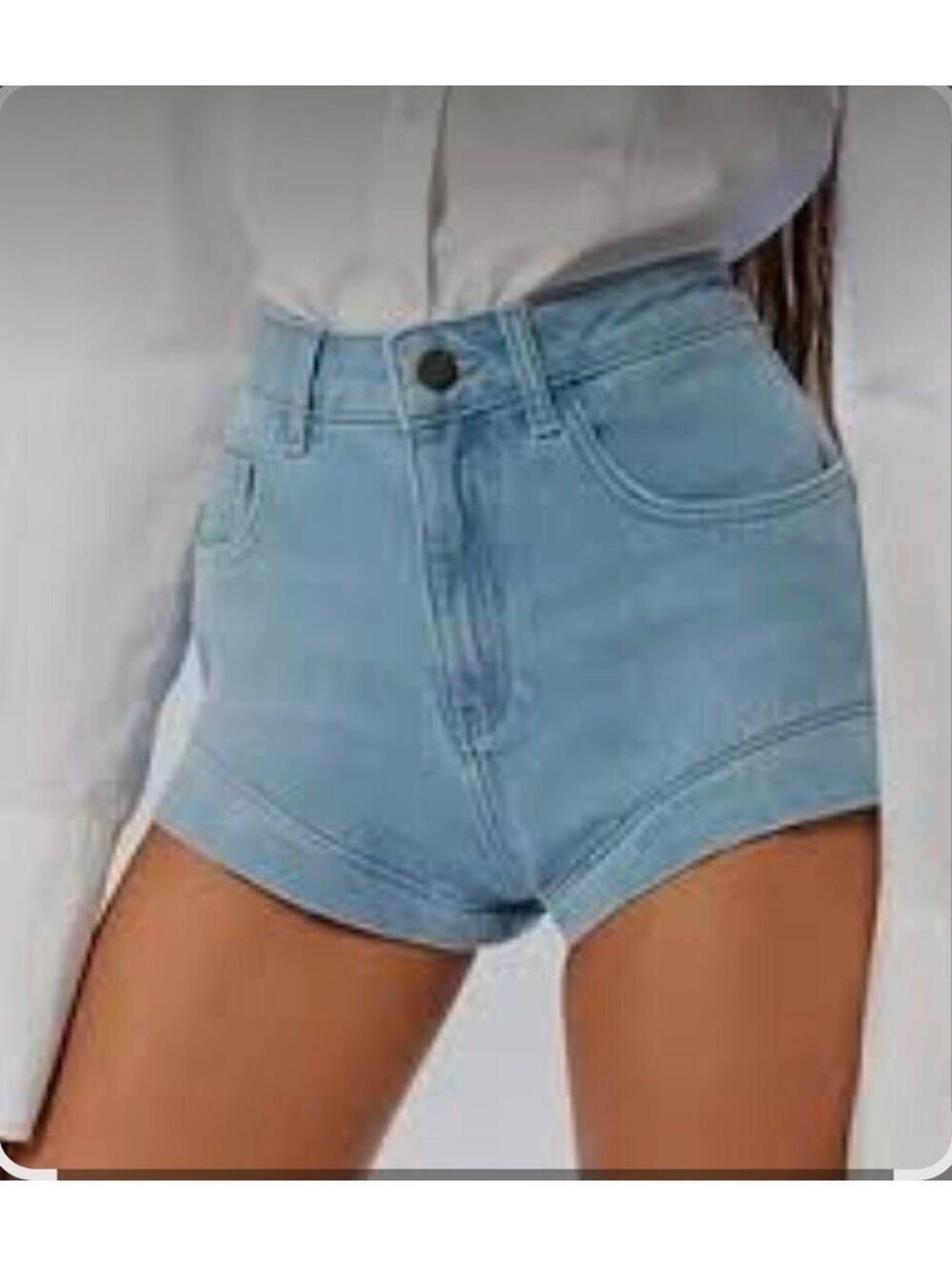 Light Blue High-Waisted Denim Shorts